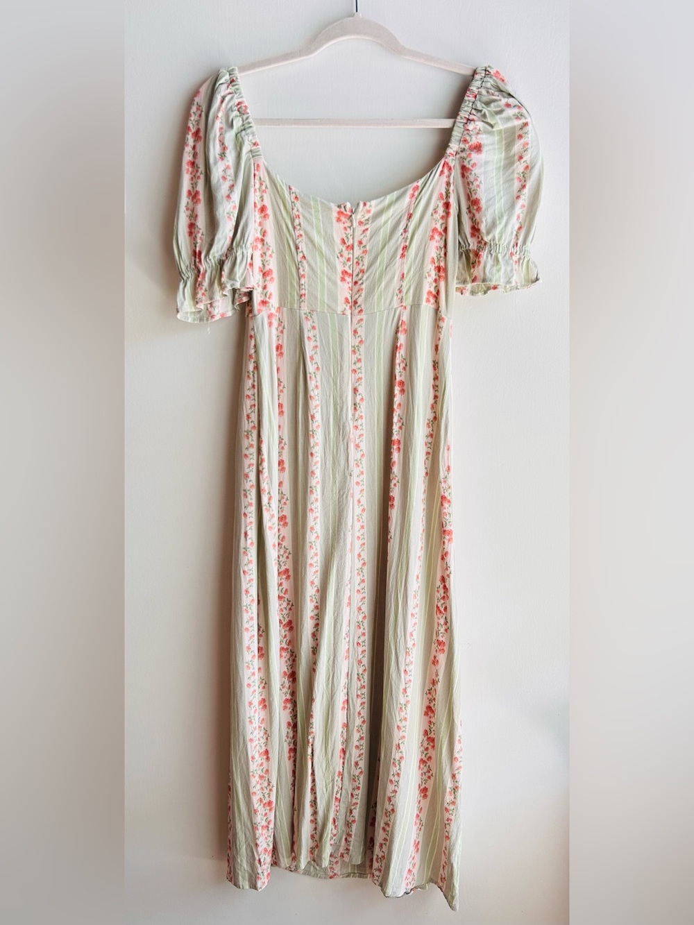 We Wore What Floral Rosewood Puff Sleeve Pastel Midi Dress - Picture 6 of 7